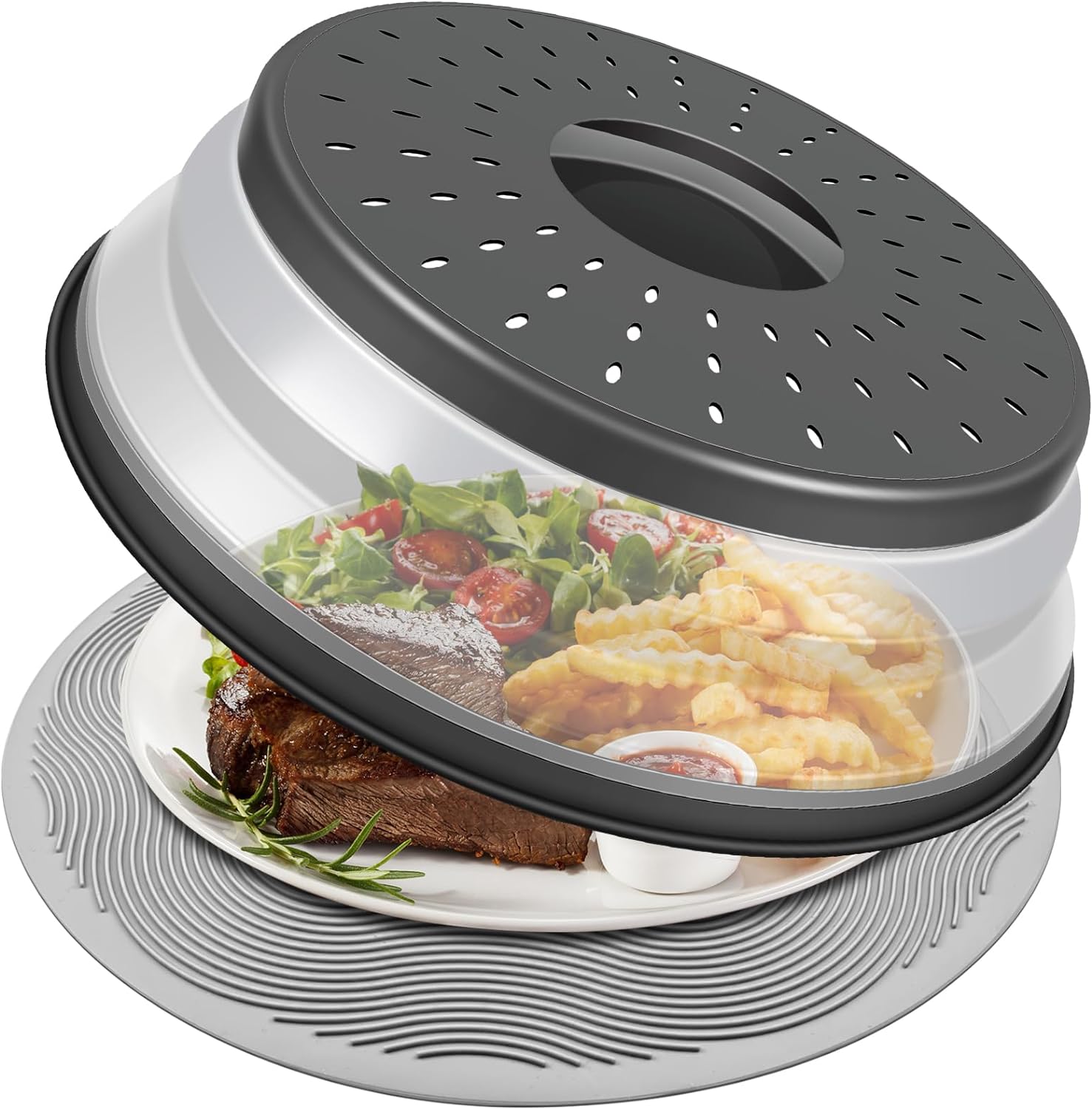 Microwave Food Cover, Collapsible Silicone Mat, Splatter Guard, Plate Holder, Kitchen Colander, Food Cover -10 Microwave Food Cover, Collapsible Silicone Mat, Splatter Guard, Plate Holder, Kitchen Colander, Food Cover -10